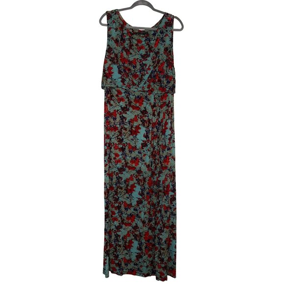 Peruvian Connection Floral Sleeveless Draped Bust Maxi Dress Size XL - Picture 1 of 6